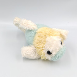 Ancienne peluche poisson blanc bleu jaune