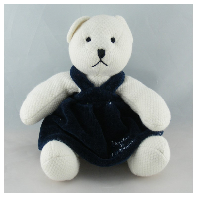 Doudou et Compagnie plat ours blanc bleu marine