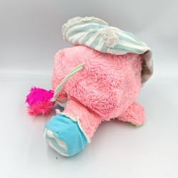 Peluche Popples rose pyjama rayé bleu 1986