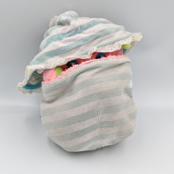Peluche Popples rose pyjama rayé bleu 1986