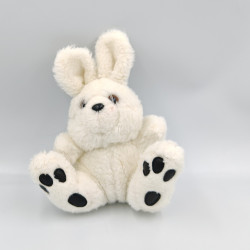 Ancienne peluche doudou lapin blanc noir BIOLANE