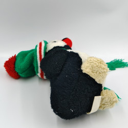 Ancienne peluche pingouin noir blanc bonnet écharpe verte rouge