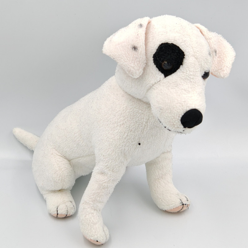 Peluche chien blanc cocard noir Dechavanne