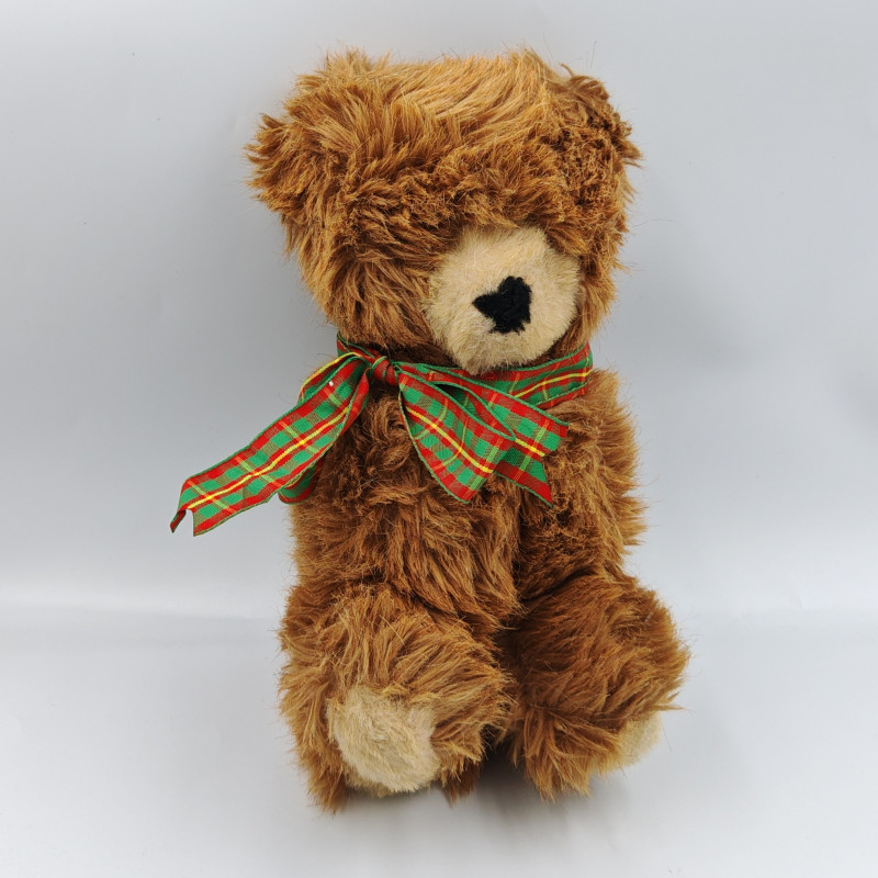 Peluche ours marron noeud vert rouge AUX NATIONS