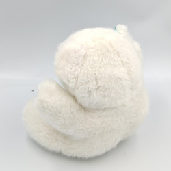 Ancienne peluche ours blanc rouge bleu