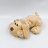 Doudou peluche chien beige marron couché