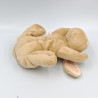 Doudou peluche chien beige marron couché