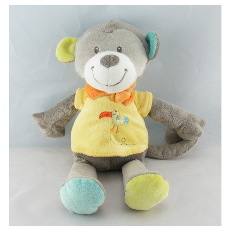 Doudou singe orange jaune KITCHOUN KIABI NICOTOY