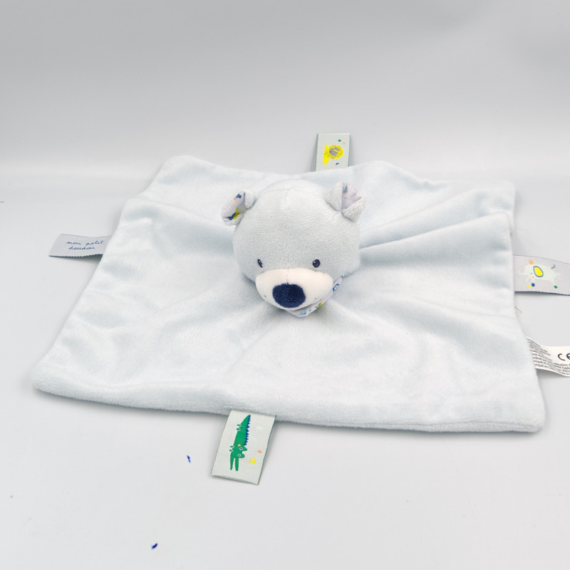 Doudou plat ours bleu voiture BOUTCHOU BOUT'CHOU