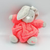 Doudou lapin Plume rose fluo KALOO