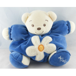 Doudou ours boule patapouf bleu fleur verte KALOO