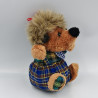Peluche hérisson marron bleu carreaux BERGERE DE FRANCE