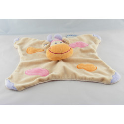 Doudou plat girafe vache beige taches orange rose NATTOU