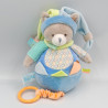 Doudou musical chat gris bleu vert orange Nino BABY NAT