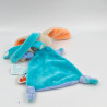 Mini doudou plat attache tétine lapin gris bleu blanc orange Pom BABY NAT