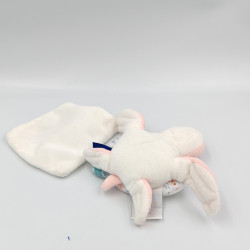 Doudou et compagnie tortue rose blanche mouchoir