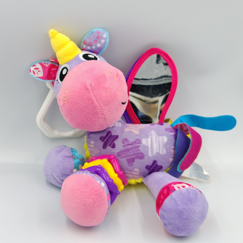 Doudou eveil licorne mauve rose PLAYGRO
