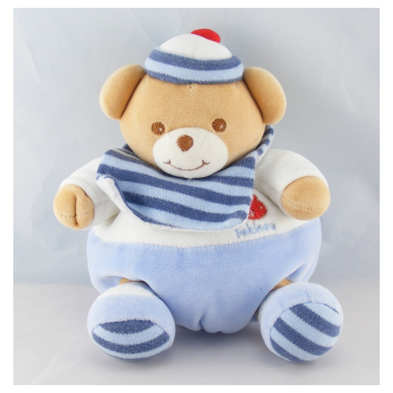 Doudou ours boule marin bavoir poisson rouge brodé TAKINOU