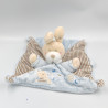Doudou plat lapin rayé bleu ABC attache tétine NICOTOY