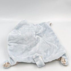 Doudou plat lapin rayé bleu ABC attache tétine NICOTOY
