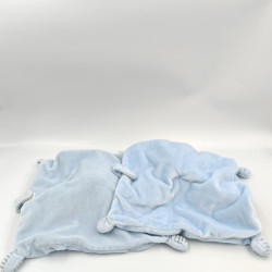 Doudou plat lapin rayé bleu ABC attache tétine NICOTOY LOT DE 2