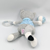 Doudou chat renard gris bleu blanc étoiles hochet POMMETTE