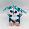 Peluche lapin bleu rose blanc Gros yeux brillant GLITTER MOTSU