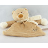 Doudou plat ours beige blanc salopette rose rayé TIAMO COLLECTION