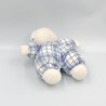 Doudou ours blanc bleu carreaux SIMBA TOYS NICOTOY