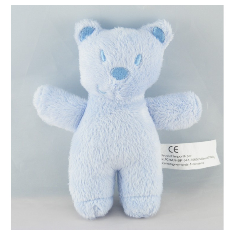 Doudou plat éponge souris bleu AUCHAN