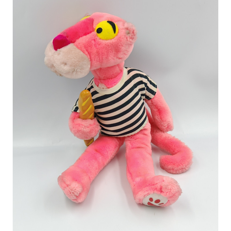 Ancienne Peluche la panthére rose Pink Panther tee shirt rayé baguette