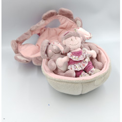 Jouet d'éveil doudou maison fleur avec souris poupée mauve rose Nina NOUKIE'S