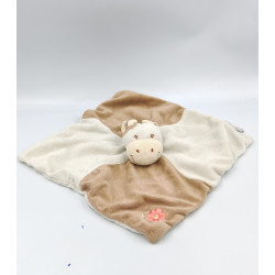 Doudou plat vache daisy blanc marron fleur JOLLYBABY