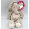 Doudou éléphant Kali gris rose fleurs NOUKIE'S