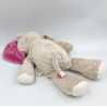 Doudou éléphant Kali gris rose fleurs NOUKIE'S