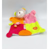 Doudou plat ours gris orange rose vert dentition TIGEX
