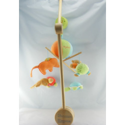 Mobile musical en bois doudou Lapin ours rose bleu Liliblue KALOO