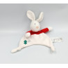 Doudou plat lapin blanc rouge sapin GRAIN DE BLE