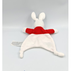 Doudou plat lapin blanc rouge sapin GRAIN DE BLE