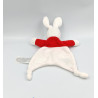 Doudou plat lapin blanc rouge sapin GRAIN DE BLE