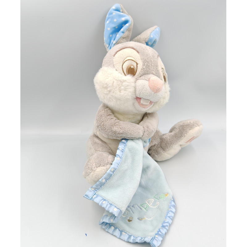 Doudou lapin gris Pan-pan Panpan avec mouchoir Thumper DISNEY STORE