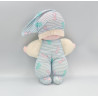 Doudou poupée chiffon bleu blanc rayé noeuds COROLLE