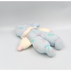Doudou poupée chiffon bleu blanc rayé noeuds COROLLE