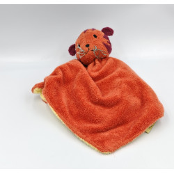Doudou plat tigre orange jaune ORCHESTRA