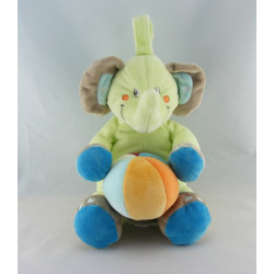 Doudou musical éléphant vert avec ballon NICOTOY