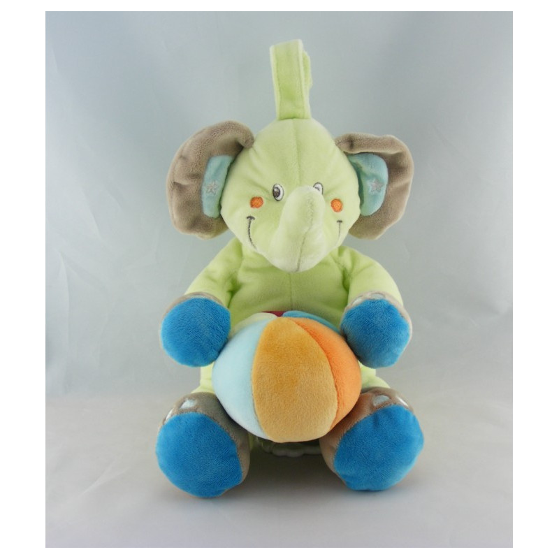 Doudou musical éléphant vert avec ballon NICOTOY