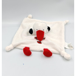 Doudou plat cigogne blanche noir rouge Alsace CREATION GROSS