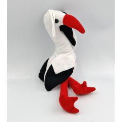 Peluche cigogne blanche rouge noir VAN DE WALLE