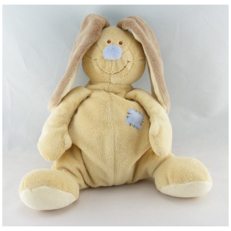 Doudou lapin beige queue et nez bleu Bloupi JOLLYBABY