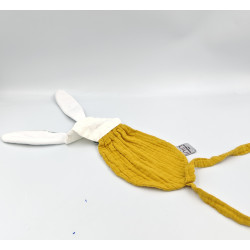 Doudou plat lapin lange beige marron blanc bleu fleurs NINI LA DUCHESSE